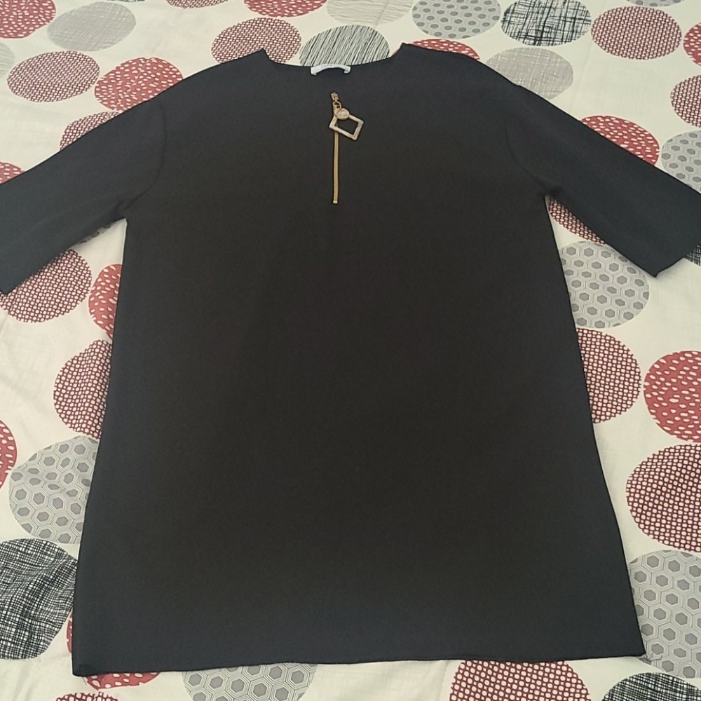 Zara Black Zipper Detail Shift Dress